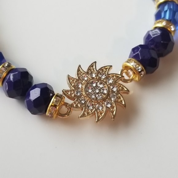 Blue Beaded Stackable Charm Bracelet New - Picture 3 of 4